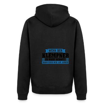 Klempner Beruf Installateur Geschenk - Unisex Premium Bio Zip Hoodie - Schwarz - Hinten - Nico (187cm)