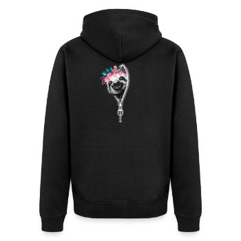 Faultier - Unisex Premium Bio Zip Hoodie - Schwarz - Hinten - Nico (187cm)