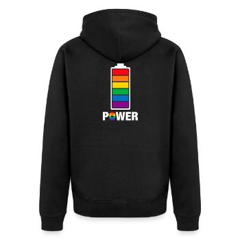 Power Lgbt - Unisex Premium Organic Zip Hoodie - black - Back - Nico (187cm)