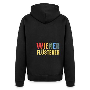 Schnitzel Wiener Schweineschnitzel Geschenk - Unisex Premium Bio Zip Hoodie - Schwarz - Hinten - Nico (187cm)