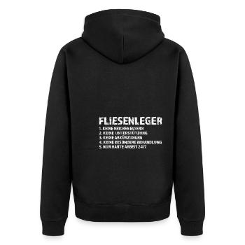 Fliesenleger Beruf Fliesenlegen Geschenk - Unisex Premium Bio Zip Hoodie - Schwarz - Hinten - Nico (187cm)
