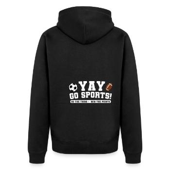 baller fussball baller Geschenk - Unisex Premium Bio Zip Hoodie - Schwarz - Hinten - Nico (187cm)