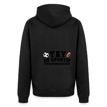 baller fussball baller Geschenk - Unisex Premium Bio Zip Hoodie - Schwarz - Hinten - Nico (187cm)