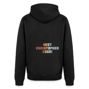 Vornamen Christopher namens Christopher Geschenk - Unisex Premium Bio Zip Hoodie - Schwarz - Hinten - Nico (187cm)