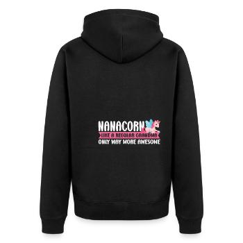 Oma Einhorn Nana Flamingo Oma Geschenk - Unisex Premium Bio Zip Hoodie - Schwarz - Hinten - Nico (187cm)