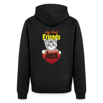 Cat Paw Cats Cat Lover Cat Owner - Unisex Premium Organic Zip Hoodie - black - Back - Nico (187cm)
