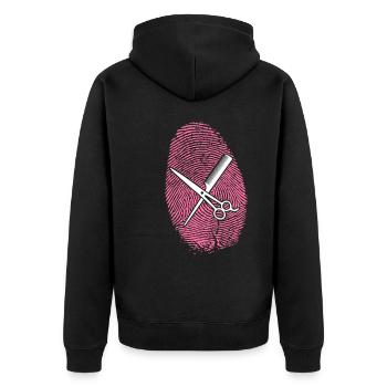 Friseurin DNA - Unisex Premium Bio Zip Hoodie - Schwarz - Hinten - Nico (187cm)