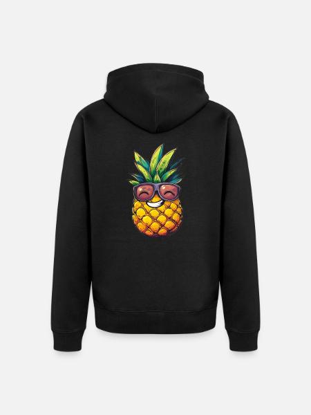 Cool pineapple with sunglasses - Unisex Premium Organic Zip Hoodie - black