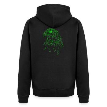 Adler geometrisch Grün - Unisex Premium Bio Zip Hoodie - Schwarz - Hinten - Nico (187cm)