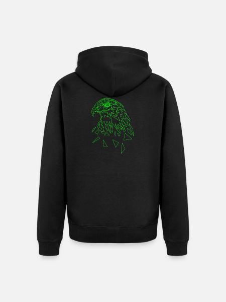 Eagle geometric green - Unisex Premium Organic Zip Hoodie - black