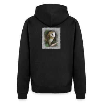 kluge Eule Schleiereule Aquarell Foto Kunst Natur - Unisex Premium Bio Zip Hoodie - Schwarz - Hinten - Nico (187cm)