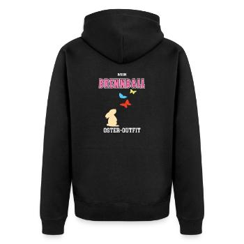 Brennballerin Ostern Brennballspieler Oster Outfit - Unisex Premium Bio Zip Hoodie - Schwarz - Hinten - Nico (187cm)