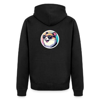 Hamster with sunglasses in pastel - Unisex Premium Organic Zip Hoodie - black - Back - Nico (187cm)