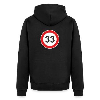 33 dreiunddreißgster Geburtstag 33. Geburtstag - Unisex Premium Bio Zip Hoodie - Schwarz - Hinten - Nico (187cm)