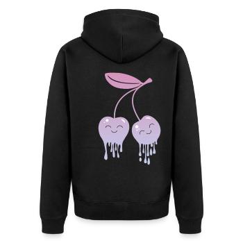 Cerises fondantes Kawaii - Veste à capuche bio Premium Unisexe - noir - Dos - Nico (187cm)