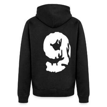 9 Zahl Trikot - Unisex Premium Bio Zip Hoodie - Schwarz - Hinten - Nico (187cm)