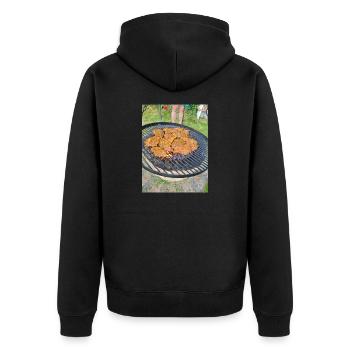 Schwenker - Unisex Premium Bio Zip Hoodie - Schwarz - Hinten - Nico (187cm)