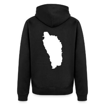Dominica Landkarte Flagge - Unisex Premium Bio Zip Hoodie - Schwarz - Hinten - Nico (187cm)