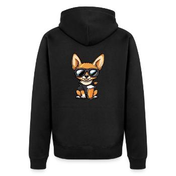 Chihuahua Hund Apres Ski Bier - Unisex Premium Bio Zip Hoodie - Schwarz - Hinten - Nico (187cm)