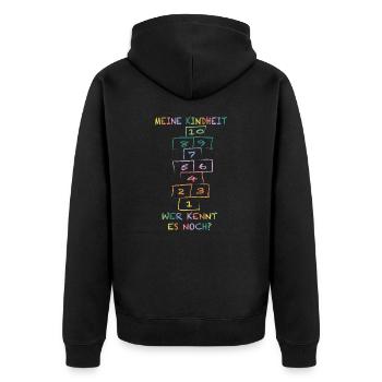 Meine Kindheit Himmel und Hölle wer kennt es noch - Unisex Premium Bio Zip Hoodie - Schwarz - Hinten - Nico (187cm)