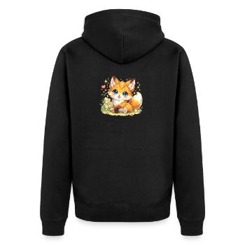Renard Kawaï – Adorable Petit Renard - Veste à capuche bio Premium Unisexe - noir - Dos - Nico (187cm)