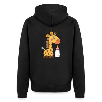 Giraffe - Geschenkidee - Unisex Premium Bio Zip Hoodie - Schwarz - Hinten - Nico (187cm)