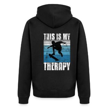 This is My therapy Skateboard Skateboarder Skate - Unisex Premium Organic Zip Hoodie - black - Back - Nico (187cm)