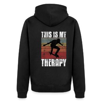 This is My therapy Skateboard Skateboarder Skate - Unisex Premium Organic Zip Hoodie - black - Back - Nico (187cm)