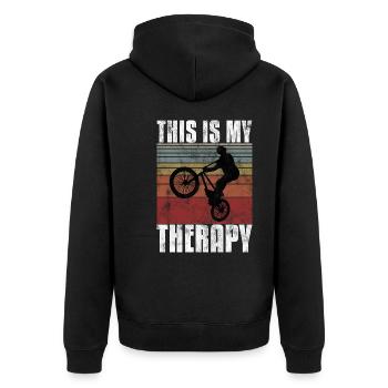 BMX is my Therapy Bike Bike - Unisex Premium Organic Zip Hoodie - black - Back - Nico (187cm)
