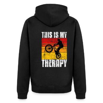BMX is my Therapy Bike Bike - Unisex Premium Organic Zip Hoodie - black - Back - Nico (187cm)