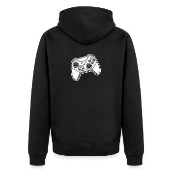 Retro controller illustration - Unisex Premium Organic Zip Hoodie - black - Back - Nico (187cm)