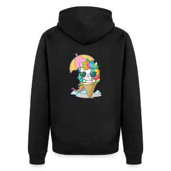 Einhorn mit Eiscreme - Die perfekte Kombination - Unisex Premium Bio Zip Hoodie - Schwarz - Hinten - Nico (187cm)