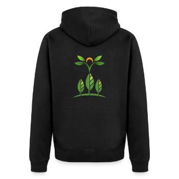 Blühende Bäume - Unisex Premium Bio Zip Hoodie - Schwarz - Hinten - Nico (187cm)