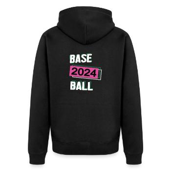 Baseball Spieler Team Turnier Mannschaft in 2024 - Unisex Premium Bio Zip Hoodie - Schwarz - Hinten - Nico (187cm)