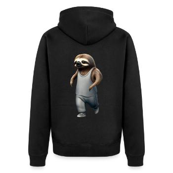 Jogging Faultier Anfänger Sport - Unisex Premium Bio Zip Hoodie - Schwarz - Hinten - Nico (187cm)