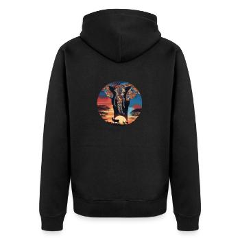 Afrika Steppe und Tiere - Unisex Premium Bio Zip Hoodie - Schwarz - Hinten - Nico (187cm)