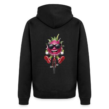 Drachenfrucht Radfahren auf dem Fahrrad Geschenk - Unisex Premium Bio Zip Hoodie - Schwarz - Hinten - Nico (187cm)