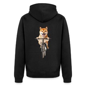 Shiba Inu - Unisex Premium Bio Zip Hoodie - Schwarz - Hinten - Nico (187cm)