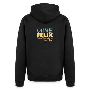 Unbesiegbar Felix - Unisex Premium Bio Zip Hoodie - Schwarz - Hinten - Nico (187cm)