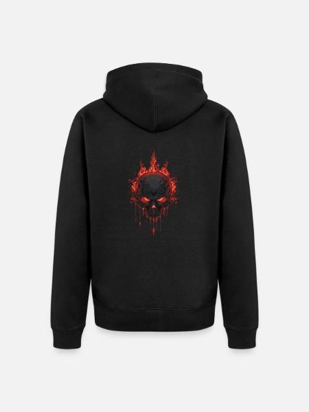 Skull with flames - Unisex Premium Organic Zip Hoodie - black