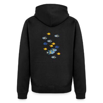Fischschwarm - Unisex Premium Bio Zip Hoodie - Schwarz - Hinten - Nico (187cm)