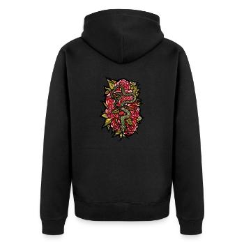 Snake Roses - Unisex Premium Organic Zip Hoodie - black - Back - Nico (187cm)