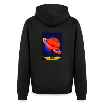 Planeten - Unisex Premium Bio Zip Hoodie - Schwarz - Hinten - Nico (187cm)