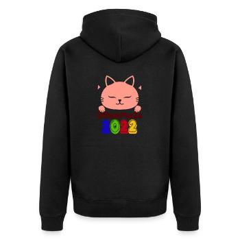 Mieze Schulkatze 2022 Schulbeginn T shirt - Unisex Premium Bio Zip Hoodie - Schwarz - Hinten - Nico (187cm)