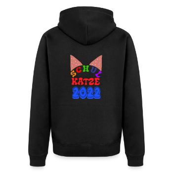 Schulbeginn Katze Schulkatze 2022 T shirt - Unisex Premium Bio Zip Hoodie - Schwarz - Hinten - Nico (187cm)
