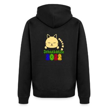 Schulstart Katze Schulkatze 2022 T shirt - Unisex Premium Bio Zip Hoodie - Schwarz - Hinten - Nico (187cm)