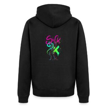 SICK - Unisex Premium Organic Zip Hoodie - black - Back - Nico (187cm)