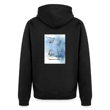 Butterfly/ Schmetterling - Unisex Premium Bio Zip Hoodie - Schwarz - Hinten - Nico (187cm)