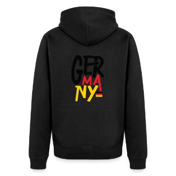 Germany - Unisex Premium Bio Zip Hoodie - Schwarz - Hinten - Nico (187cm)