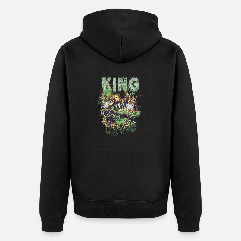 king croc - Unisex Premium Bio Zip Hoodie - Schwarz